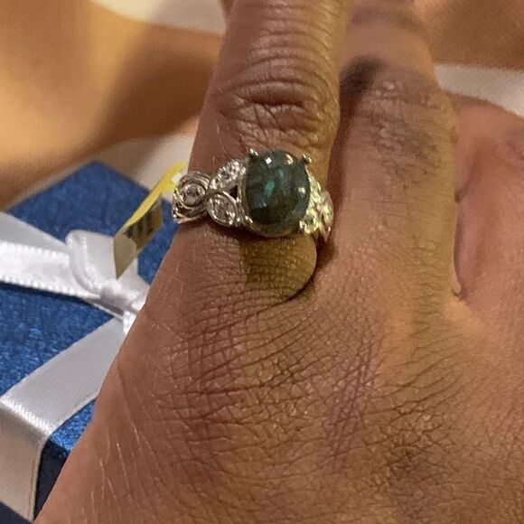 Labradorite Diamond Sterling Silver Gemstone Ring - Picture 9 of 15